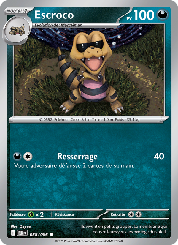 Escroco 058 — Foudre Noire (French Pokémon TCG card)
