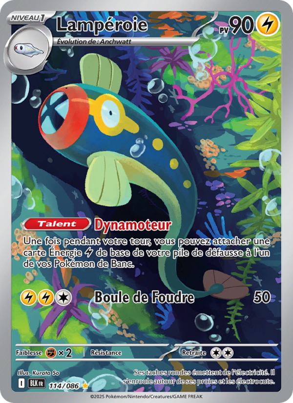 Lampéroie 114 — Foudre Noire (French Pokémon TCG card)