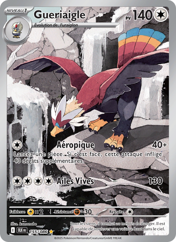 Gueriaigle 155 — Foudre Noire (French Pokémon TCG card)