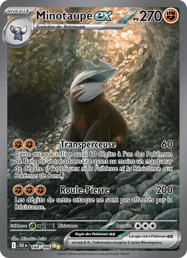 Minotaupe-ex 168 — Foudre Noire (French Pokémon TCG card)
