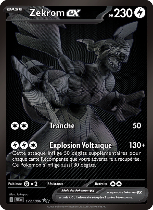 Zekrom-ex 172 — Foudre Noire (French Pokémon TCG card)