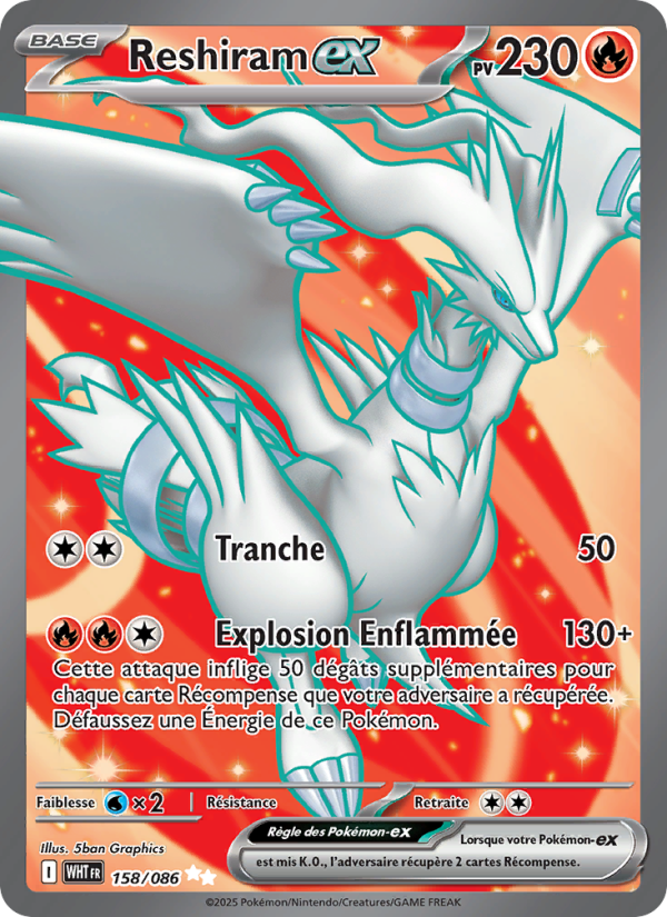 Reshiram-ex 158 — Flamme Blanche (French Pokémon TCG card)