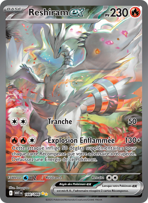 Reshiram-ex 166 — Flamme Blanche (French Pokémon TCG card)