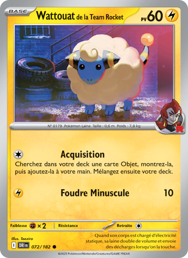 Wattouat de la Team Rocket 072 — Rivalités Destinées (French Pokémon TCG card)