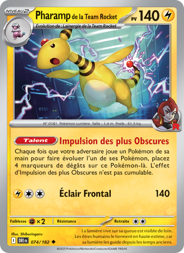Pharamp de la Team Rocket 074 — Rivalités Destinées (French Pokémon TCG card)