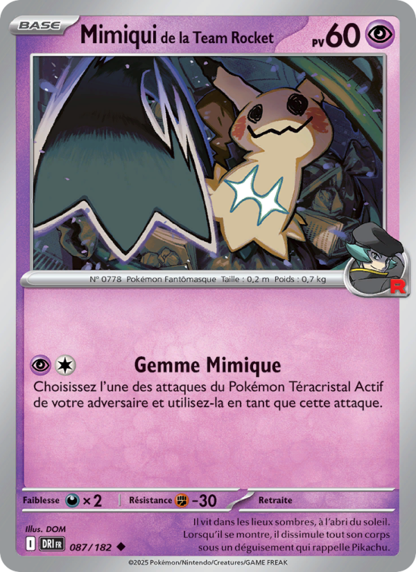 Mimiqui de la Team Rocket 087 — Rivalités Destinées (French Pokémon TCG card)