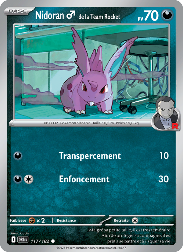 Nidoran♂ de la Team Rocket 117 — Rivalités Destinées (French Pokémon TCG card)