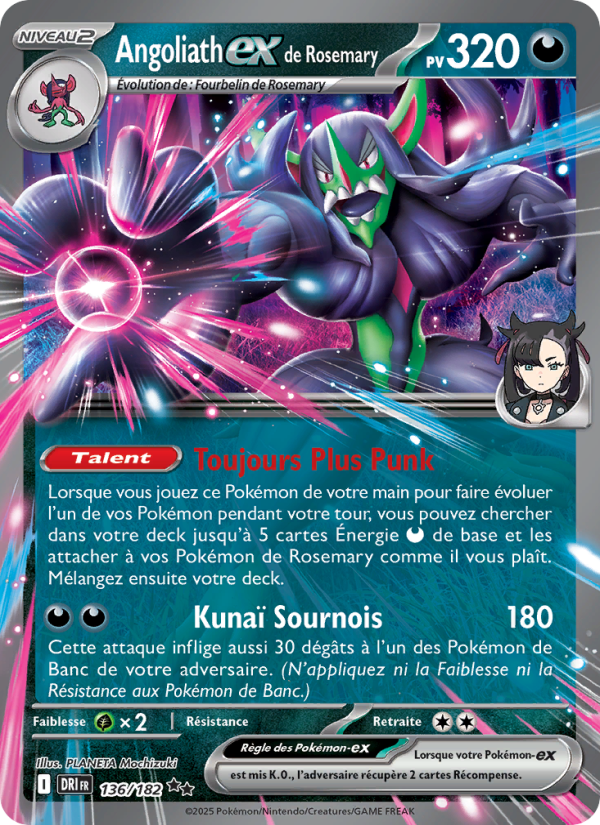 Angoliath-ex de Rosemary 136 — Rivalités Destinées (French Pokémon TCG card)