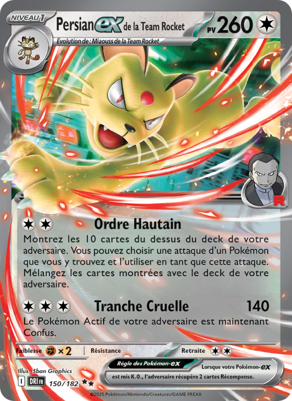Persian-ex de la Team Rocket 150 — Rivalités Destinées (French Pokémon TCG card)