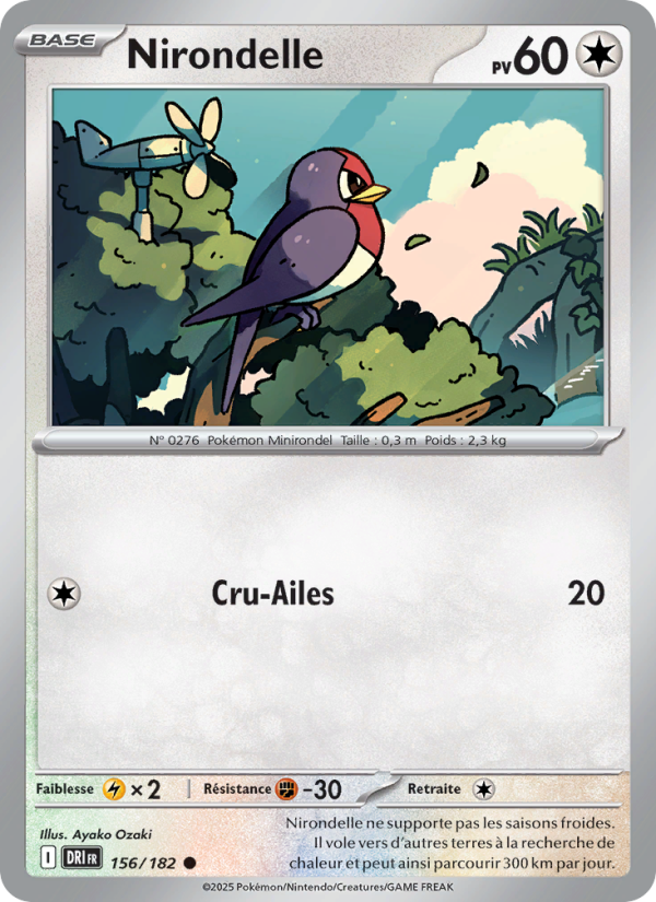 Nirondelle 156 — Rivalités Destinées (French Pokémon TCG card)
