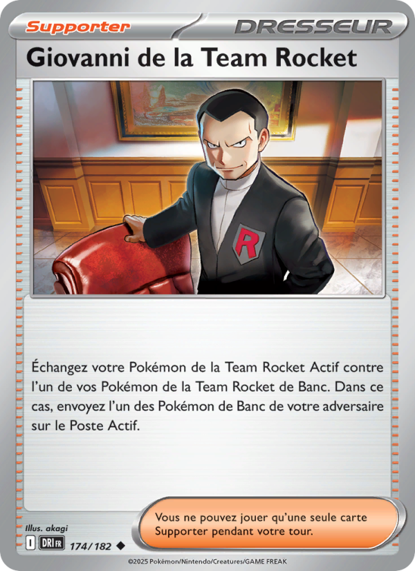Giovanni de la Team Rocket 174 — Rivalités Destinées (French Pokémon TCG card)