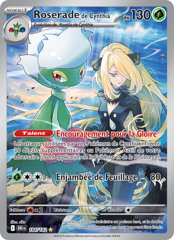 Roserade de Cynthia 184 — Rivalités Destinées (French Pokémon TCG card)