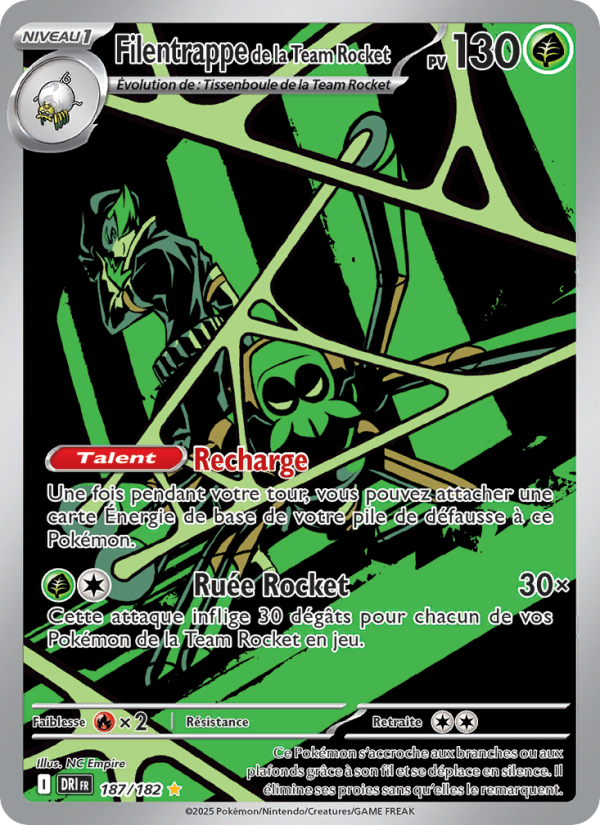 Filentrappe de la Team Rocket 187 — Rivalités Destinées (French Pokémon TCG card)