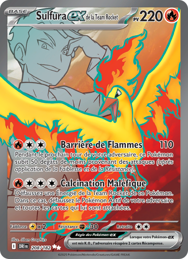 Sulfura-ex de la Team Rocket 208 — Rivalités Destinées (French Pokémon TCG card)