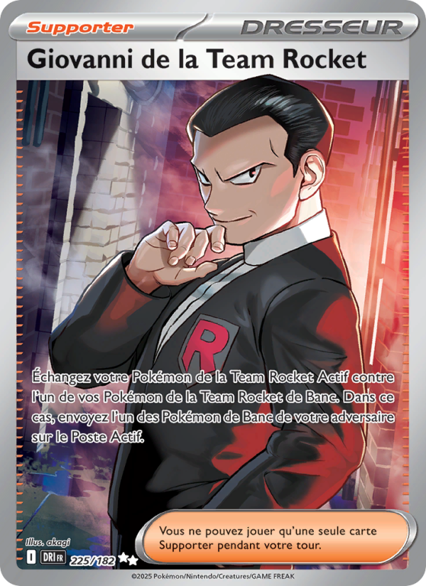 Giovanni de la Team Rocket 225 — Rivalités Destinées (French Pokémon TCG card)