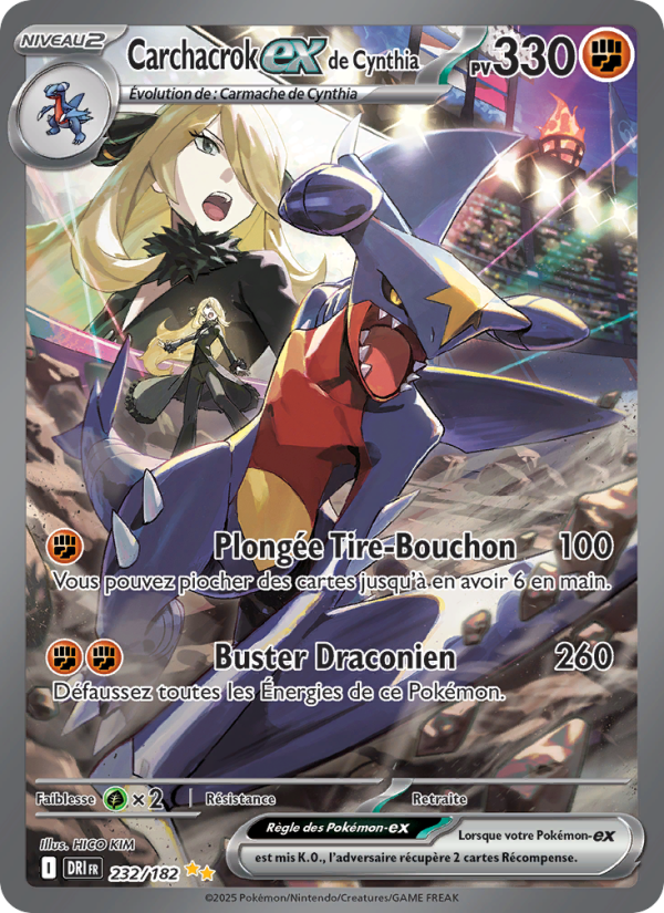 Carchacrok-ex de Cynthia 232 — Rivalités Destinées (French Pokémon TCG card)
