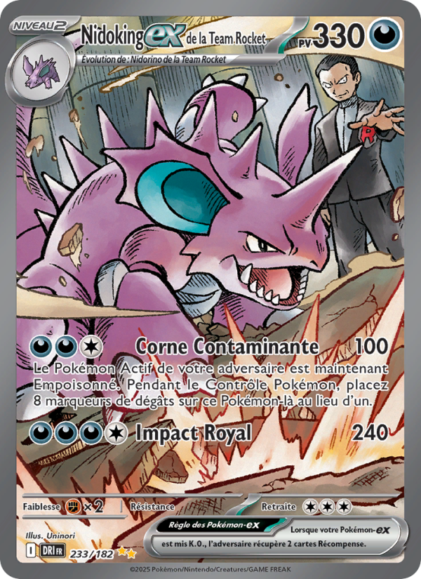 Nidoking-ex de la Team Rocket 233 — Rivalités Destinées (French Pokémon TCG card)