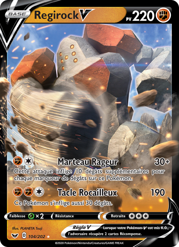 Regirock V 104 — Épée et Bouclier (French Pokémon TCG card)