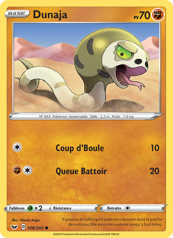 Dunaja 108 — Épée et Bouclier (French Pokémon TCG card)