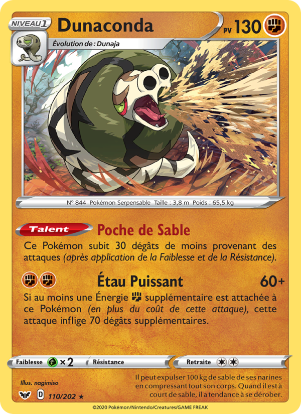 Dunaconda 110 — Épée et Bouclier (French Pokémon TCG card)