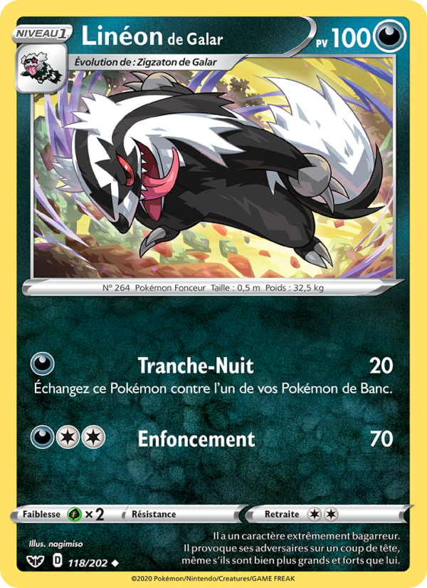Linéon de Galar 118 — Épée et Bouclier (French Pokémon TCG card)