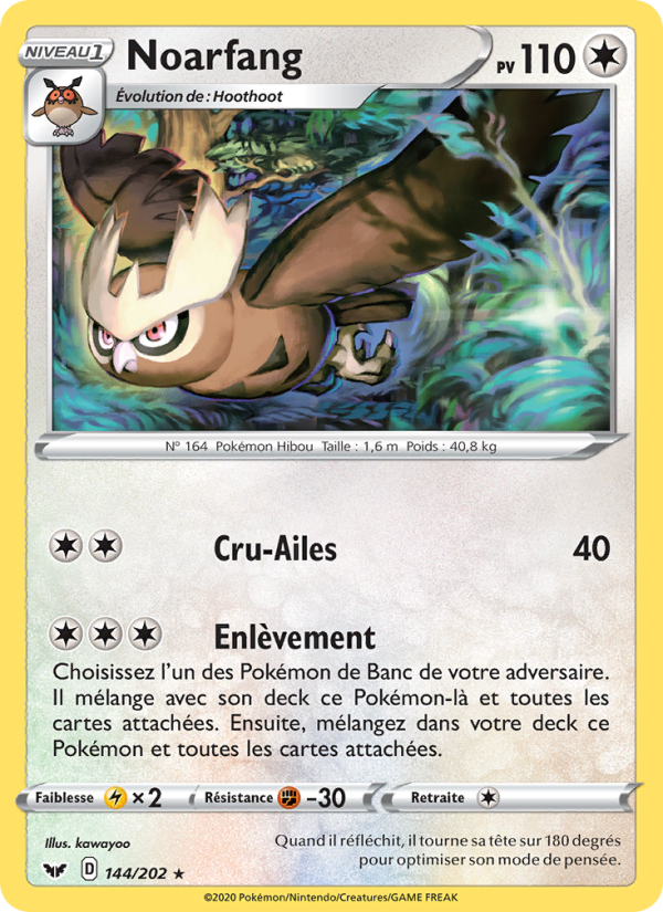 Noarfang 144 — Épée et Bouclier (French Pokémon TCG card)