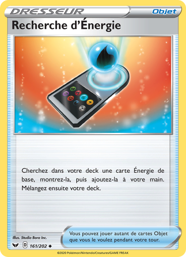 Recherche d'Énergie 161 — Épée et Bouclier (French Pokémon TCG card)