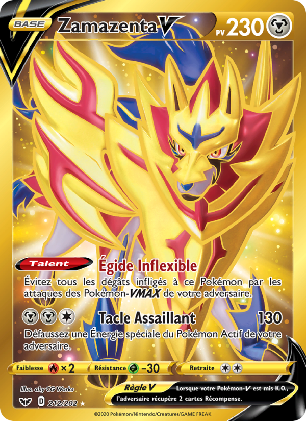 Zamazenta V 212 — Épée et Bouclier (French Pokémon TCG card)