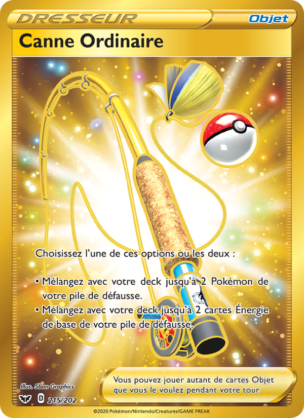 Canne Ordinaire 215 — Épée et Bouclier (French Pokémon TCG card)
