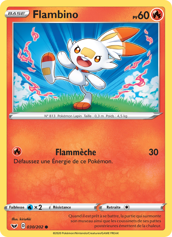 Flambino 30 — Épée et Bouclier (French Pokémon TCG card)