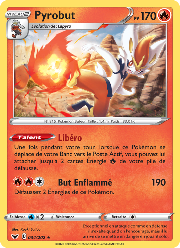 Pyrobut 34 — Épée et Bouclier (French Pokémon TCG card)
