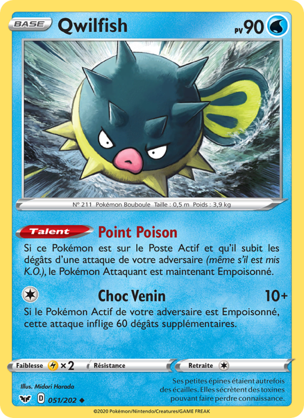 Qwilfish 51 — Épée et Bouclier (French Pokémon TCG card)