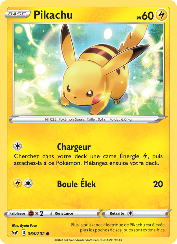 Pikachu 65 — Épée et Bouclier (French Pokémon TCG card)