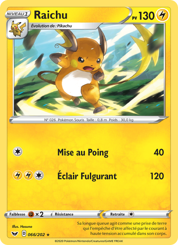 Raichu 66 — Épée et Bouclier (French Pokémon TCG card)