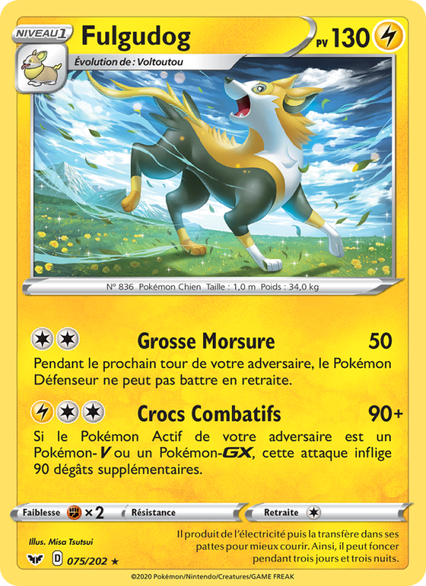 Fulgudog 75 — Épée et Bouclier (French Pokémon TCG card)