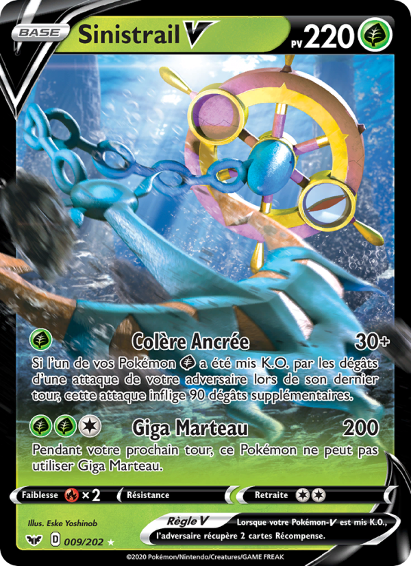 Sinistrail V 9 — Épée et Bouclier (French Pokémon TCG card)
