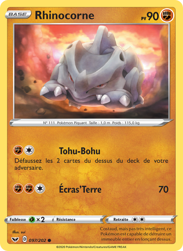Rhinocorne 97 — Épée et Bouclier (French Pokémon TCG card)