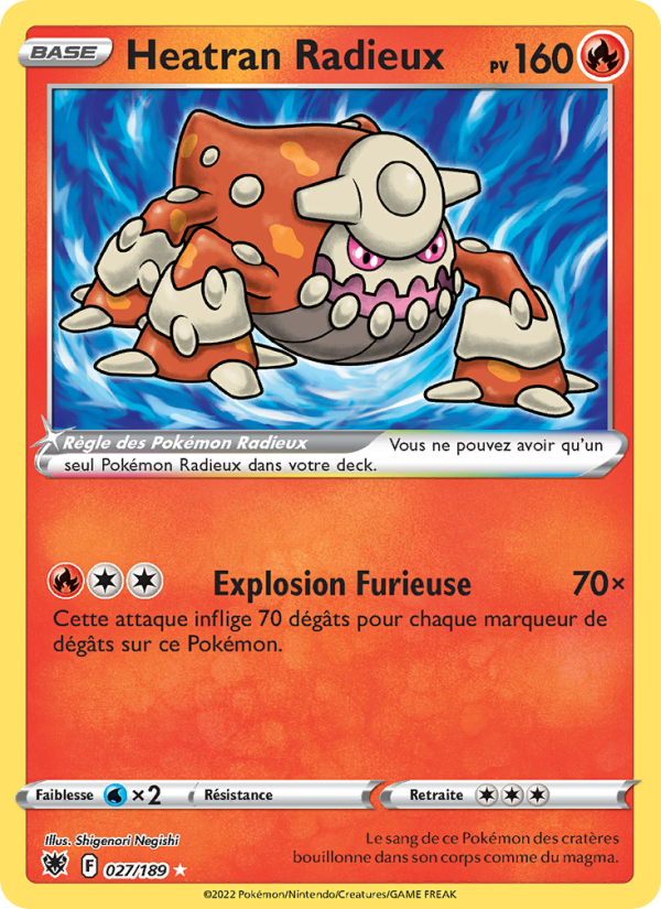 Heatran Radieux 027 — Astres Radieux (French Pokémon TCG card)