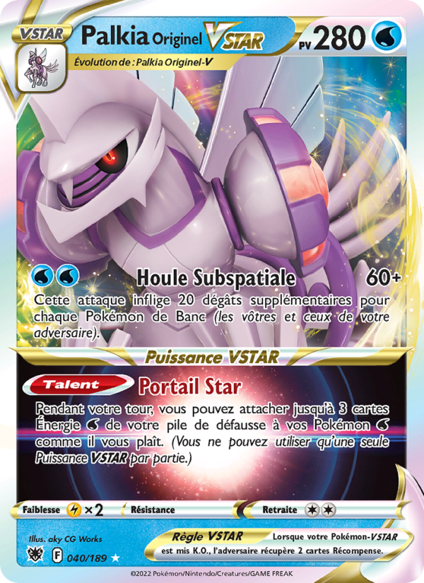 Palkia Originel VSTAR 040 — Astres Radieux (French Pokémon TCG card)