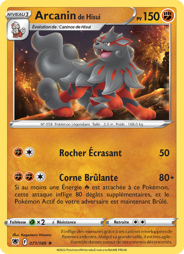 Arcanin de Hisui 071 — Astres Radieux (French Pokémon TCG card)