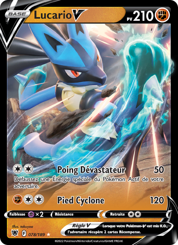 Lucario V 078 — Astres Radieux (French Pokémon TCG card)