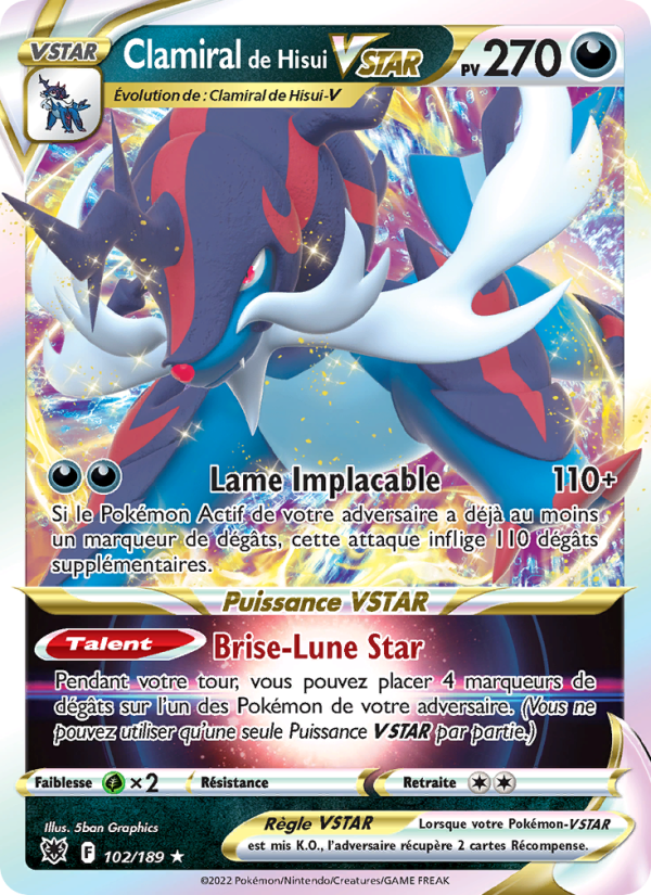 Clamiral de Hisui VSTAR 102 — Astres Radieux (French Pokémon TCG card)