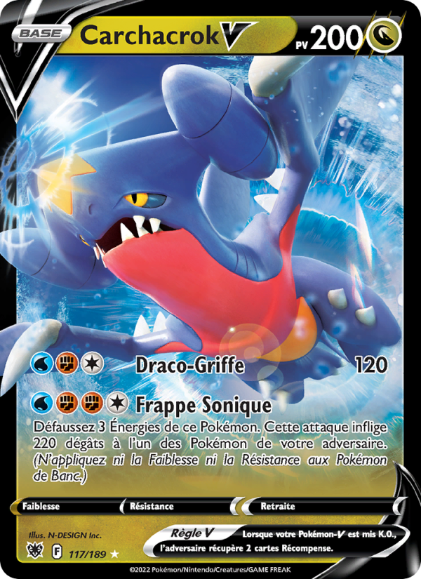 Carchacrok V 117 — Astres Radieux (French Pokémon TCG card)