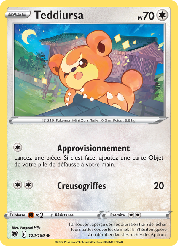 Teddiursa 122 — Astres Radieux (French Pokémon TCG card)