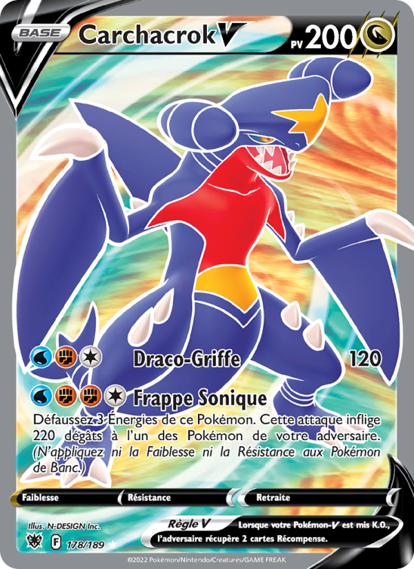 Carchacrok V 178 — Astres Radieux (French Pokémon TCG card)