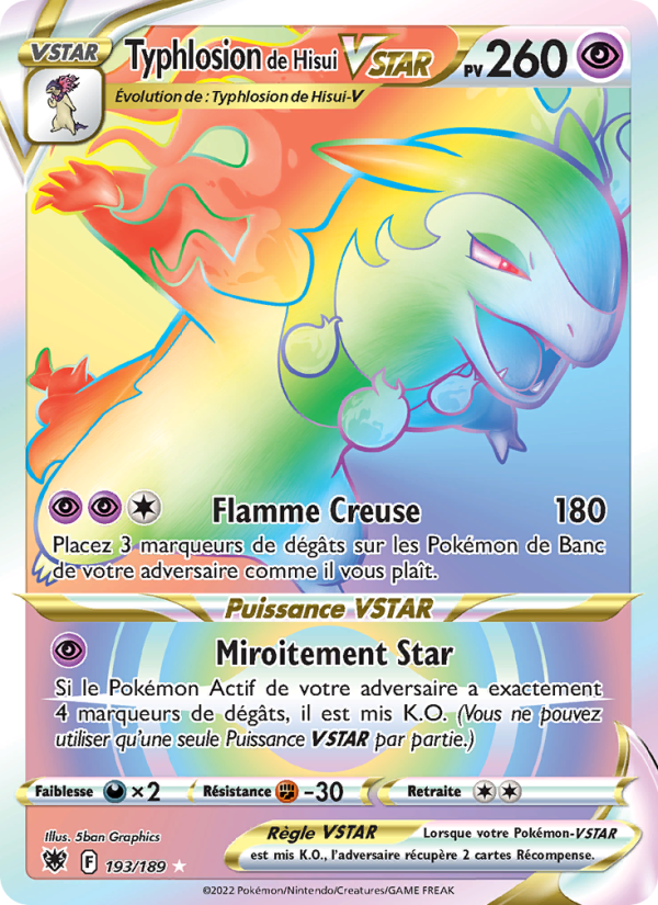 Typhlosion de Hisui VSTAR 193 — Astres Radieux (French Pokémon TCG card)