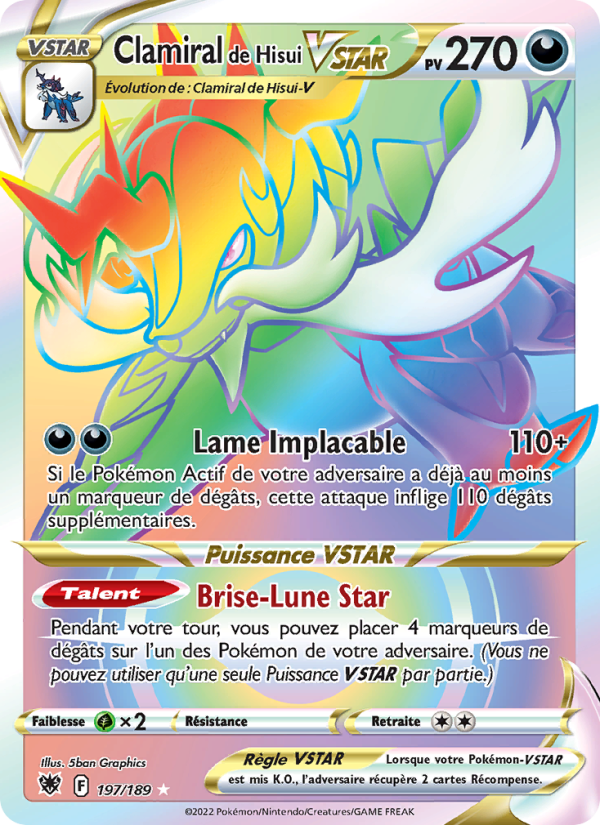 Clamiral de Hisui VSTAR 197 — Astres Radieux (French Pokémon TCG card)