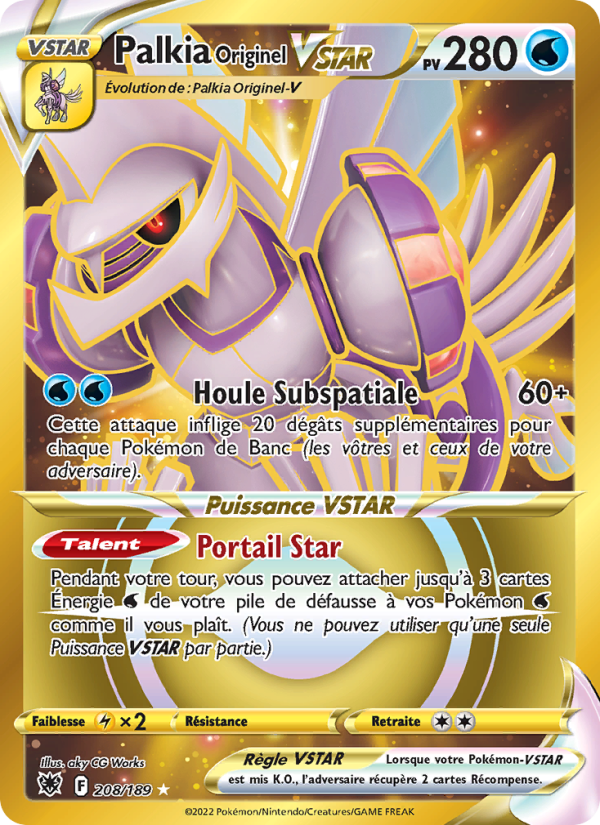 Palkia Originel VSTAR 208 — Astres Radieux (French Pokémon TCG card)