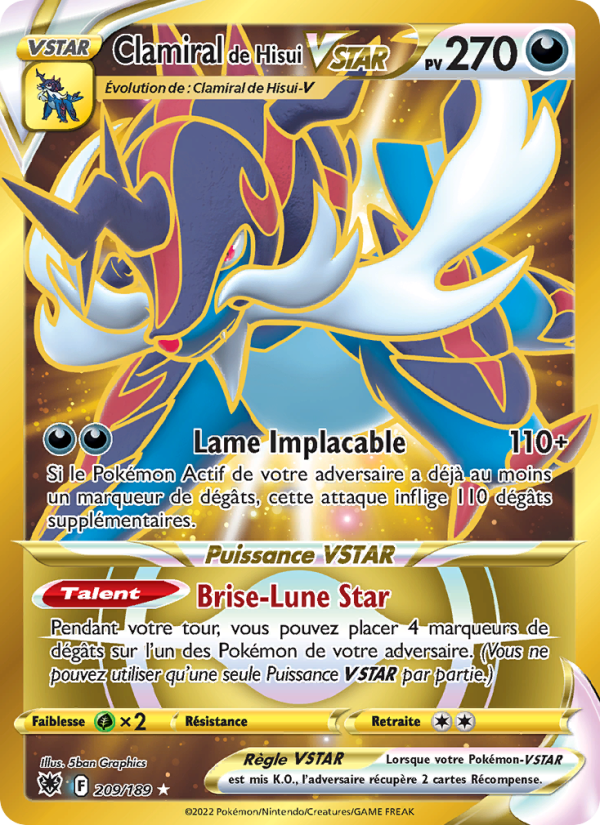 Clamiral de Hisui VSTAR 209 — Astres Radieux (French Pokémon TCG card)