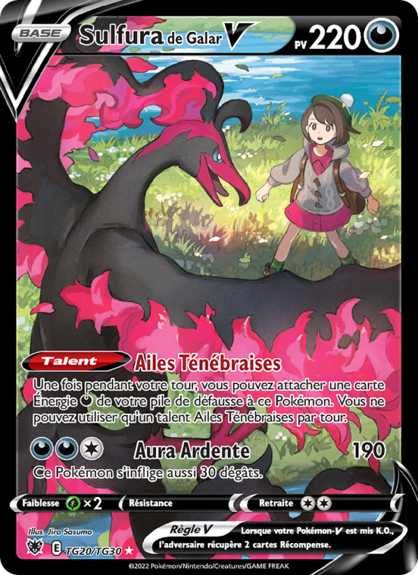 Sulfura de Galar V TG20 — Astres Radieux (French Pokémon TCG card)